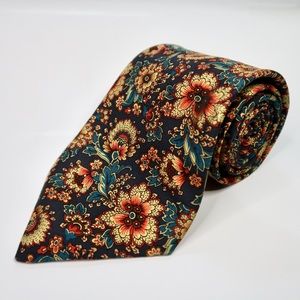 Faconnable Elegant Floral Print Necktie Handmade in France